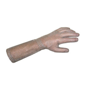 Gant de protection cotte de mailles avec manchette inox et fermeture par ressort pastille