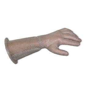 Gant de protection cotte de mailles avec manchette et butée d'arrêt "stop lame"
